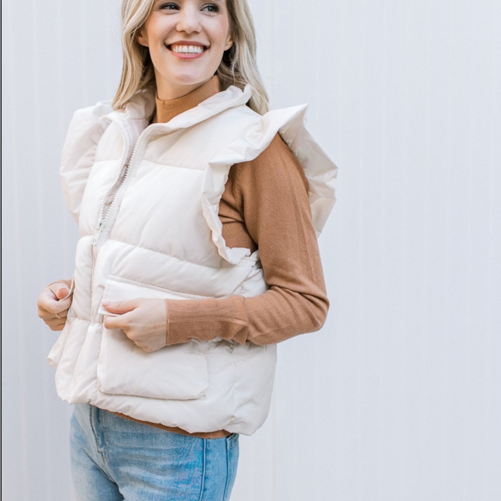 JODIFL Cream Ruffle Vest